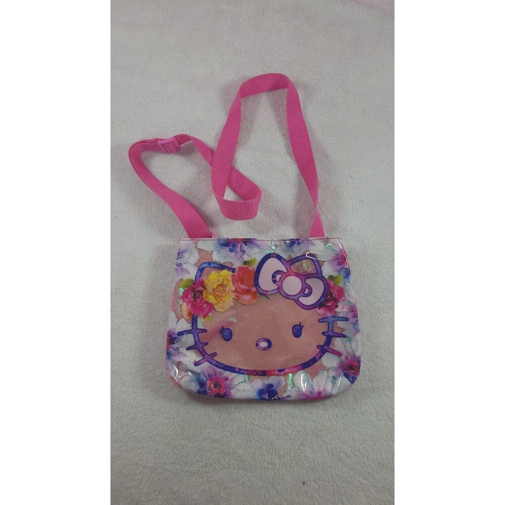​Hello Kitty Sanrio Iridescent Floral Purse Pink Adjustable Strap Kawaii 2016